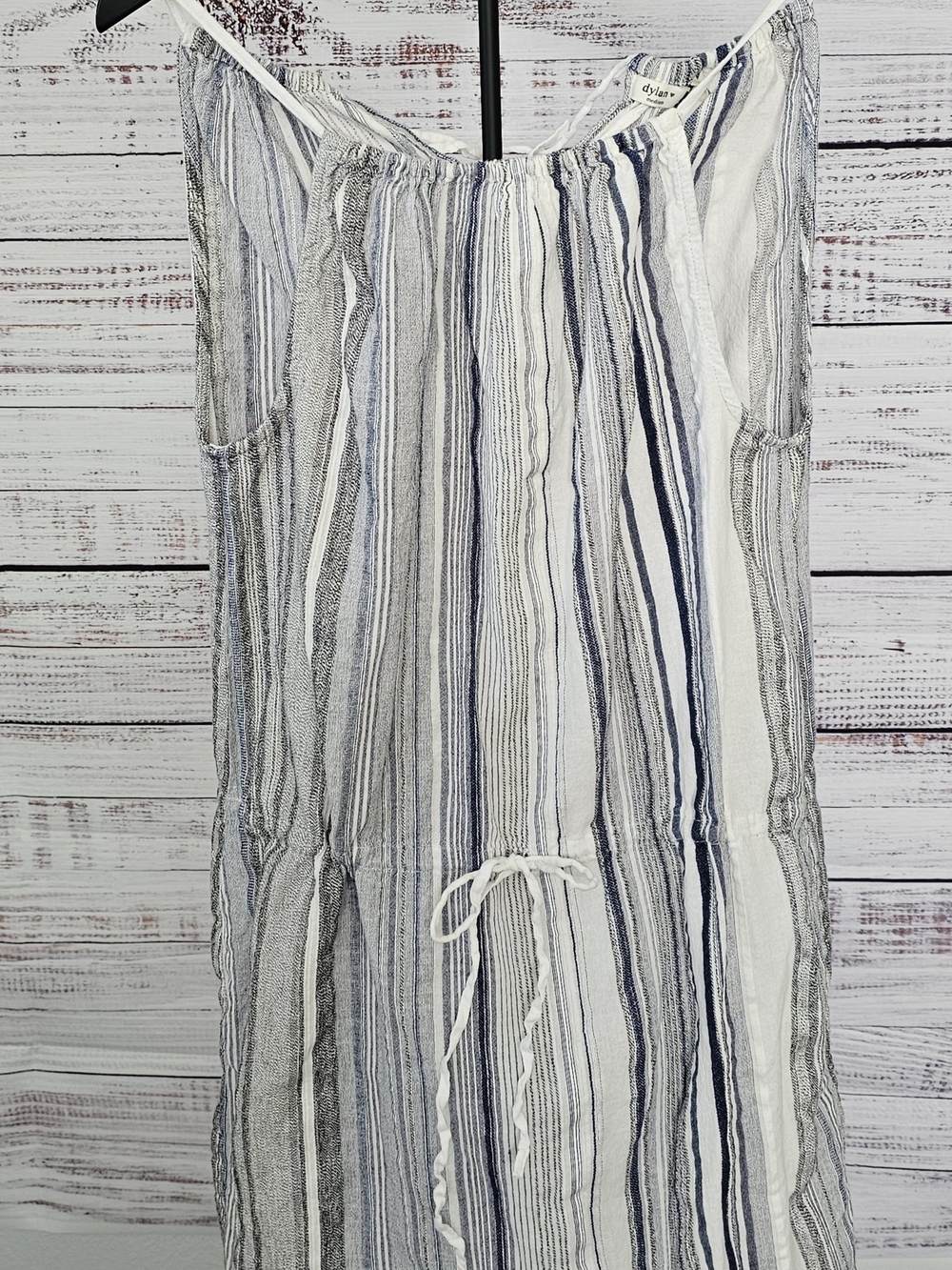 White and Blue Striped Maxi Dress With Pockets